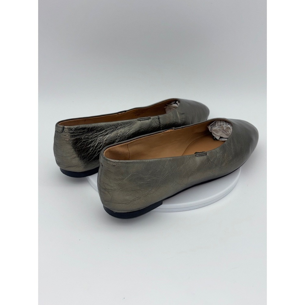 MADEWELL Gold Ballet Flat Shoe Metallic Pewter Leather Round Square Women's 11 - Picture 6 of 11